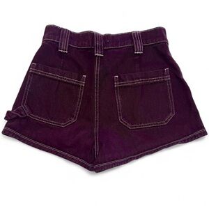 PacSun Maroon High-Waisted Carpenter Denim Shorts w Contrast  Stitching